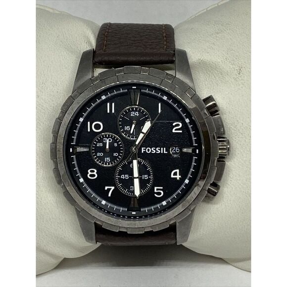 Fossil FS4721 Men's Brown Leather Analog Dial Quartz Genuine Wrist Watch GE475 - Picture 1 of 12